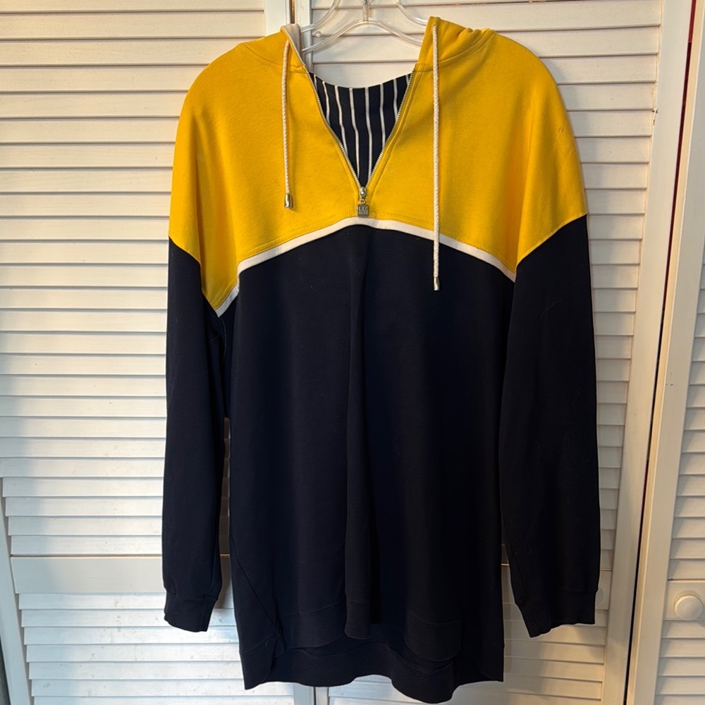 Navy Blue and Yellow hooded sweatshirt
